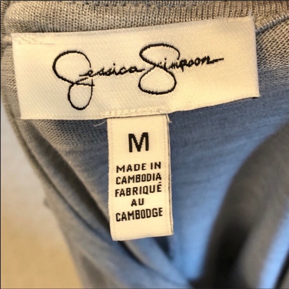 JESSICA SIMPSON-Gray Cotton Crewneck T-Shirt Sheath Maxi Dress-Size Small - Picture 5 of 6